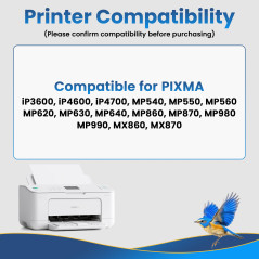 Jhaan Cartouches d'encre compatibles 520 521 XL pour Canon PGI-520 CLI-521 avec Canon Pixma MX870 MP540 MP540x MP550 MP560 MP620