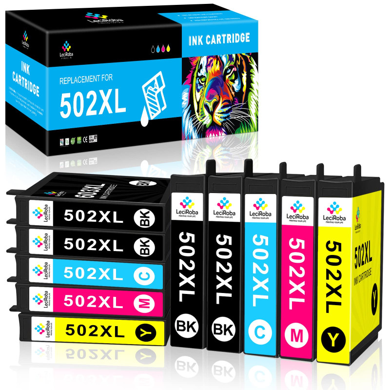 LeciRoba Lot de 10 cartouches d'encre 502XL pour Epson XP-5100 XP-5105 XP-5150 XP-5155 Epson WF-2860 WF-2865 WF-2880 WF-2885 (4 