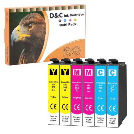 D&C 502XL Cartouches d'encre Compatible pour Epson 502 502 XL pour Epson Workforce WF-2880 WF-2860DWF WF-2865 WF-2865DWF, Home X