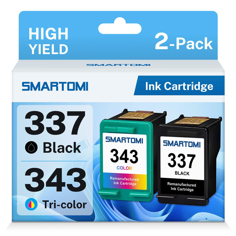 SMARTOMI 337 343 Cartouches compatibles avec HP 337 343 XL Cartouches d'encre pour HP DeskJet 5940 6940 6980 D4160, PhotoSmart 2