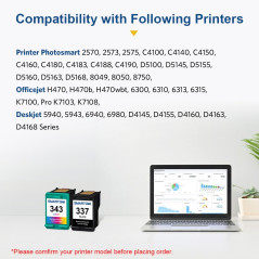 SMARTOMI 337 343 Cartouches compatibles avec HP 337 343 XL Cartouches d'encre pour HP DeskJet 5940 6940 6980 D4160, PhotoSmart 2
