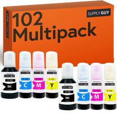 Supply Guy Encre compatibles avec Epson 102 pour EcoTank ET-4850 ET-2850 ET-2856 ET-3850 ET-4856 ET-15000 (8 Bouteilles d'encre