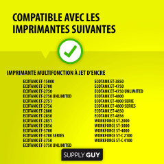 Supply Guy Encre compatibles avec Epson 102 pour EcoTank ET-4850 ET-2850 ET-2856 ET-3850 ET-4856 ET-15000 (8 Bouteilles d'encre