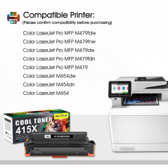 Cool Toner Cartouche de Toner Compatible pour HP 415X 415A 415 W2030X Color Laserjet Pro MFP M479fdw M479dw M479 M454dw M454dn M