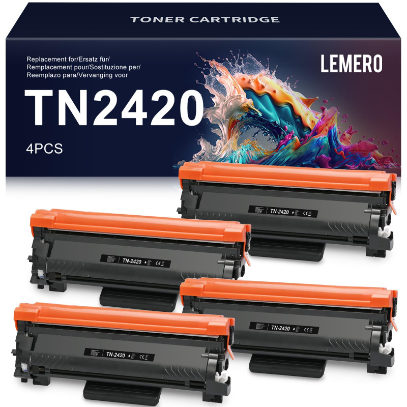 LEMERO Compatible pour Toner Brother TN2420 TN-2420 TN2410 TN-2410 pour Brother DCP-L2530DW MFC L2710DW DCP-L2510D HL-L2375DW HL