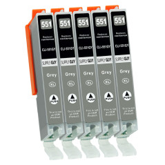 Supply Guy 5 Cartouches d'encre avec Puce Compatible avec Canon CLI-551 (Gris) pour Canon Pixma IP8700 IP8750 MG6300 MG6350 MG71