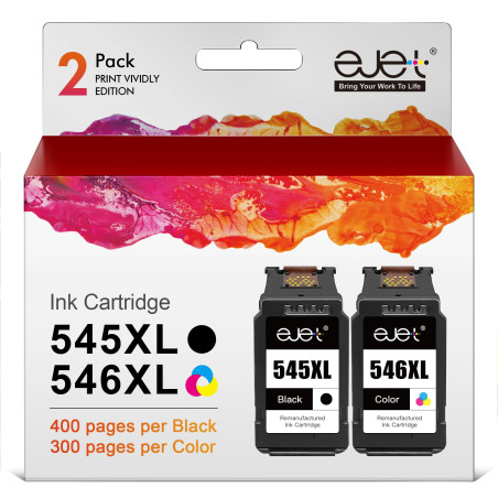 ejet 545 546 XL Cartouches d'encre Remplacement (Noir Couleur) pour Canon 545-546 XL PG-545XL CL-546XL pour Pixma MX495 TR4550 M