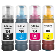 104 Encre Compatible avec Epson 104 Bouteille d'encre Multipack pour ecotank ET-1810 ET-2726 ET-2810 ET-2811 ET-2812 ET-2814 ET-