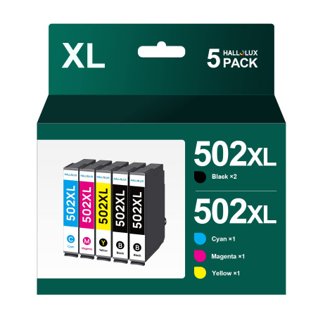 HALLOLUX 502 XL Cartouches d'encre Compatible pour Epson 502 502XL pour XP-5100 XP-5105 XP-5150 XP-5155 WF-2860DWF WF-2865DWF WF