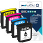 LCL Cartouche d'encre Compatible 940XL C4906AE C4907AE C4908AE C4909AE (1Noir 1Cyan 1Magenta 1Jaune) Remplacement pour HP Office