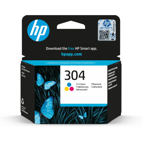 HP 304 Cartouche d'Encre Trois Couleurs Authentique (N9K05AE), Tri-Colour