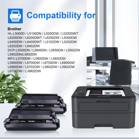 myCartridge TN3480 TN-3480 Cartouche de Toner Compatible avec Brother MFC-L6900DW HL-L6300DW HL-L6400DW DCP-L5500DN HL-L5100DN H