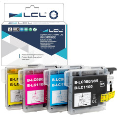 LCL Cartouche d'encre Compatible LC980 LC1100 LC1100BK LC1100C LC1100M LC1100Y (1Noir 1Cyan 1Magenta 1Jaune) Remplacement pour B