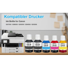 Molabel Bouteilles d’Encre compatibles GI-56 (2 Noires,1 Cyan, 1 Magenta,1 Jaune) pour Canon MAXIFY GX7050, GX6050, GX5050, GX40