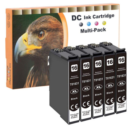 D&C 5x Cartouches d'encre Remplacement pour Epson 16 16XL pour Epson Workforce WF-2750 WF-2760 WF-2660 WF-2650 WF-2630 WF-2540 W