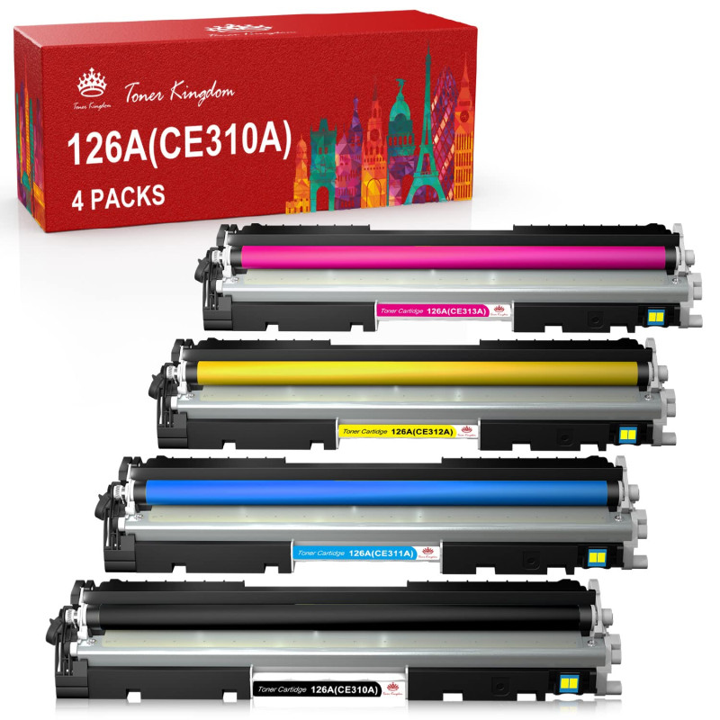 Toner Kingdom Cartouche de Toner Compatibles avec HP 126A CE310A CE311A CE312A CE313A CF350A pour HP LaserJet Pro 100 Color MFP 