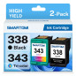 SMARTOMI 338 343 Multipack de 2 Cartouches d'encre compatibles avec modèles HP 338 343 pour imprimantes HP DeskJet 460 5740 6540