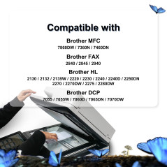 LOSMANN 1x Toner compatible avec Brother TN-2220 TN2220 TN-2010 TN2010 pour DCP-7055 W 7057 7060 D N 7065 DN 7070 DW, Fax 2840 2