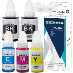 LCL GI490 GI590 Encre Compatible pour Canon 590 GI-590 GI-490 Bouteille d'encre Multipack Compatible avec Canon PIXMA G1000 G140