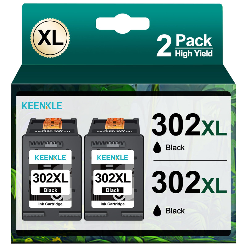 KEENKLE 302 XL 302XL Cartouches d'encre Remplacement pour Cartouche HP 302 XL pour HP 302 XL Noir pour Officejet 3830 3831 3832 KEENKLE 302 XL 302XL Cartouches d'encre Remplacement pour Cartouche HP 302 XL pour HP 302 XL Noir pour Officejet 3830 3831 3832