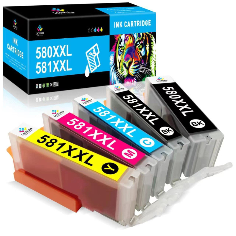 LeciRoba Cartouches d'encre 580XXL 581XXL pour Canon 580 581 580xxl 581xxl pour Canon PGI-580 XXL CLI-581 XXL TR7500 TR8500 TS61