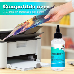 Nettoyeur de tête d'impression - 100 ml - Liquide de nettoyage pour tête d'impression Epson HP Canon Brother - Pour imprimante j