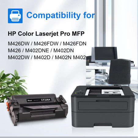 myCartridge CF226A 26A Toner Compatible pour HP 26A CF226A Toner pour HP LaserJet Pro MFP M426FDN M426FDW M402DN M402 M402N M402