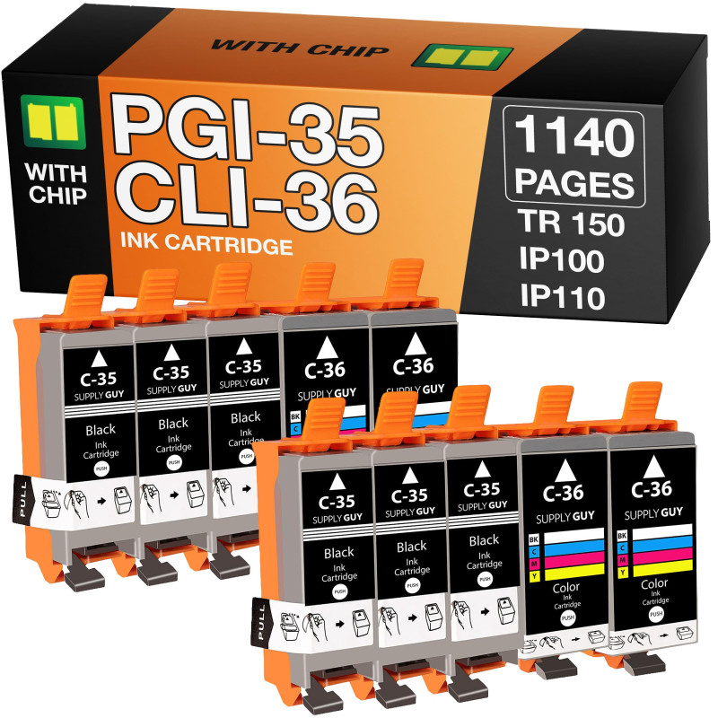 Supply Guy PGI-35 CLI-36 Cartouches Compatible avec Canon PGI35 CLI36 pour Canon Pixma TR150 IP100 IP110-Series MINI-260 MINI-36 Supply Guy PGI-35 CLI-36 Cartouches Compatible avec Canon PGI35 CLI36 pour Canon Pixma TR150 IP100 IP110-Series MINI-260 MINI-36