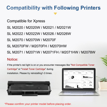 SMARTOMI MLT-D111S Compatible Cartouche de Toner Remplacement pour Samsung D111S MLT-D111S D111L pour Xpress SL M2070FW M2026W M