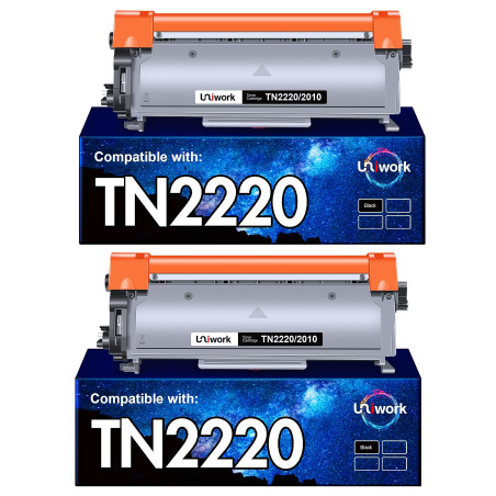 Uniwork Compatible Cartouche de Toner Remplacement pour Brother TN2220 TN2010 pour MFC-7360N HL-2130 HL-2240 MFC-7460DN DCP-7055