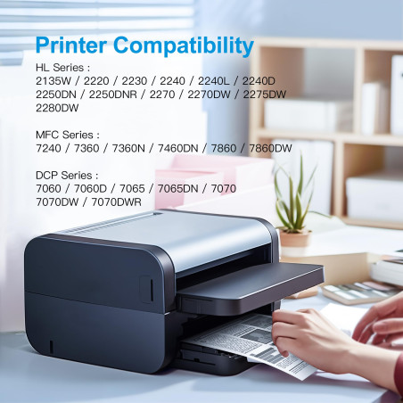 Uniwork Compatible Cartouche de Toner Remplacement pour Brother TN2220 TN2010 pour MFC-7360N HL-2130 HL-2240 MFC-7460DN DCP-7055