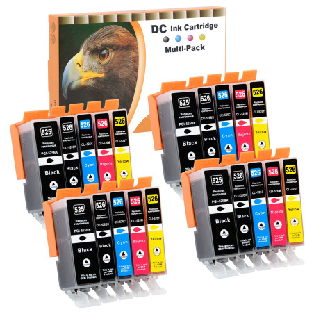 D&C 20x Compatible Cartouches pour Canon PGI-525 CLI-526 pour Canon Pixma IP4900 MG5140 MG5150 MG5240 MX710 MX715 MG6100 MG6150 