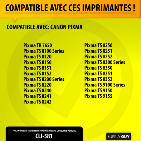 Supply Guy 581XXL Cartouches Photo Bleu compatibles avec Canon CLI-581 XXL pour TS8150 TS8250 TS8350 TS8350a TS8351 TS8351a TS83