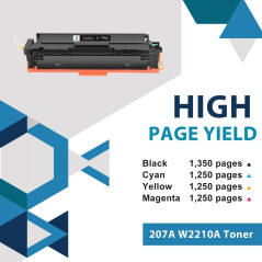207A 207X 4-Pack avec Puce Compatible Cartouche de Toner pour HP Color Laserjet Pro MFP M283fdw M282nw M255dw M283fdn M255nw M28