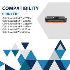 207A 207X 4-Pack avec Puce Compatible Cartouche de Toner pour HP Color Laserjet Pro MFP M283fdw M282nw M255dw M283fdn M255nw M28