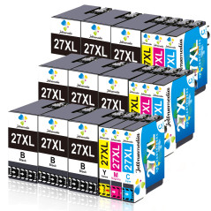Jettruemedia 27XL Cartouche d'encre Remplacer pour Epson 27 XL pour Epson Workforce WF-3620 WF-3640 WF-7610 WF-7620 WF-7110 WF-7