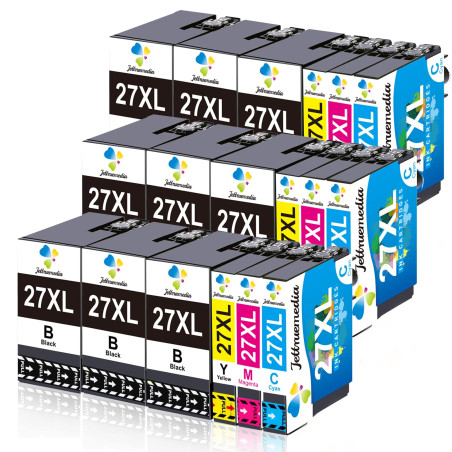Jettruemedia 27XL Cartouche d'encre Remplacer pour Epson 27 XL pour Epson Workforce WF-3620 WF-3640 WF-7610 WF-7620 WF-7110 WF-7