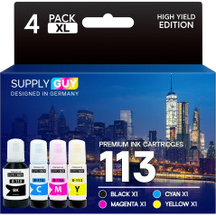 Supply Guy Encre compatibles avec Epson 113 pour EcoTank ET-5150 ET-5170 ET-5800 ET-5850 ET-16150 ET-16650 (4X Bouteilles d'encr
