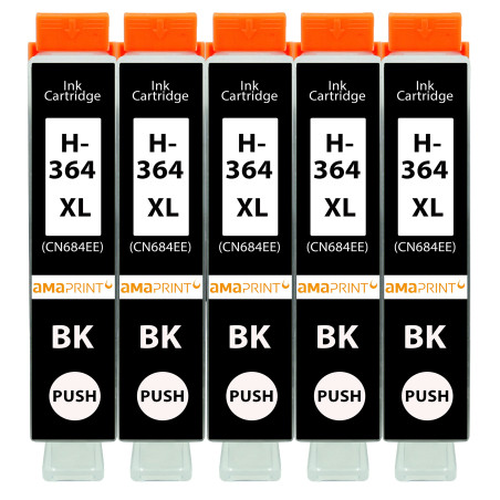 Amaprint 5 XL Cartouches Compatible avec HP 364 364XL Noir pour DeskJet 3070a 3520 D5456 D5460 OfficeJet 4620 4622 7515 PhotoSma