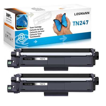 LOSMANN 2X Noir Toner Compatible pour Brother TN-247 TN-243 pour Brother MFC-L3770CDW MFC-L3750CDW HL-L3230CDW HL-L3210CW MFC-L3