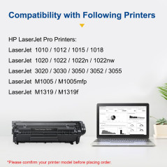 SMARTOMI Q2612A 12A Toner Cartouches Compatible Remplacer pour HP LaserJet 1010 1012 1015 1018 1020 1022 1022N 1022NW 3010 3015