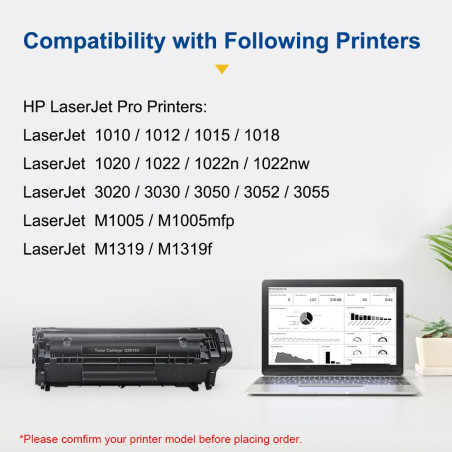 SMARTOMI Q2612A 12A Toner Cartouches Compatible Remplacer pour HP LaserJet 1010 1012 1015 1018 1020 1022 1022N 1022NW 3010 3015