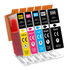 Jhaan PGI-550 CLI-551 Compatible Cartouches d'encre pour Canon 550XL 551XL avec Canon Pixma iP7250 MG5650 MX925 iX6850 MG5550 MG