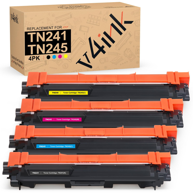 v4ink TN241 TN245 Cartouche de Toner Remplacement Compatible pour TN-241 TN-245 Brother HL-3140CW HL-3170CDW HL-3150CDW MFC-9340 v4ink TN241 TN245 Cartouche de Toner Remplacement Compatible pour TN-241 TN-245 Brother HL-3140CW HL-3170CDW HL-3150CDW MFC-9340