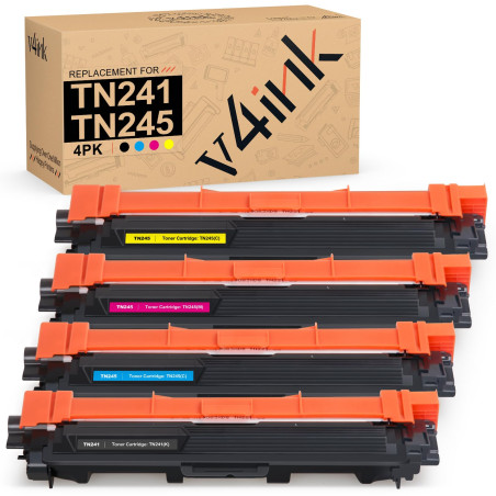 v4ink TN241 TN245 Cartouche de Toner Remplacement Compatible pour TN-241 TN-245 Brother HL-3140CW HL-3170CDW HL-3150CDW MFC-9340