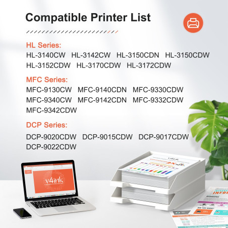 v4ink TN241 TN245 Cartouche de Toner Remplacement Compatible pour TN-241 TN-245 Brother HL-3140CW HL-3170CDW HL-3150CDW MFC-9340