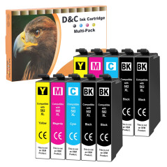 D&C 502XL Cartouches d'encre Compatible pour Epson 502 502 XL pour Epson Workforce WF-2860 WF-2860DWF WF-2865 WF-2865DWF, Expres