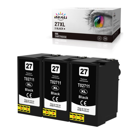 INK4U 27XL Cartouches d'encre Compatibles pour Epson 27 27XL Remplacement pour Epson Workforce WF-7620 WF-3620 WF-7720 WF-7710 W