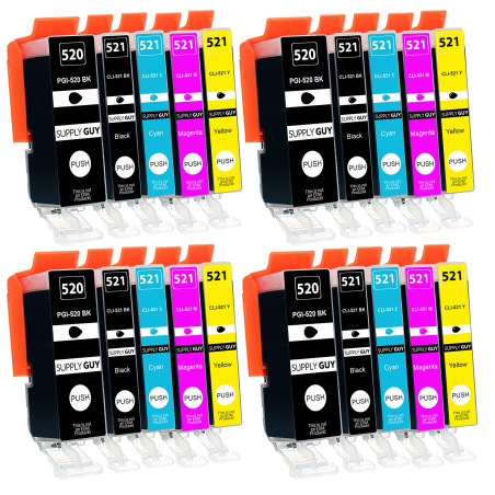 Supply Guy 20 Cartouches d'encre avec Puce Compatible avec Canon PGI-520 / CLI-521 pour Canon Pixma IP3600 IP4600 IP4600-X IP470