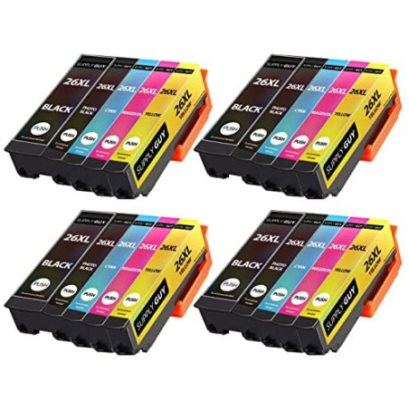 Supply Guy 20 Cartouches d'encre Compatible avec Epson 26XL pour Expression Premium XP510 XP520 XP600 XP605 XP610 XP615 XP620 XP